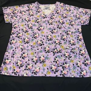 Cow print scrub top XL  UA Scrubs